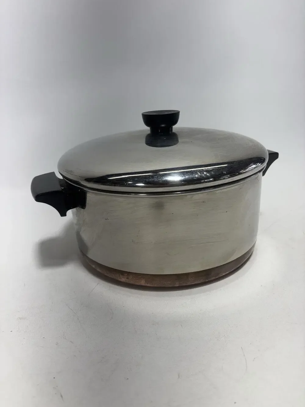 Vintage Revere Ware 4.5 Qt Copper Bottom Stock Pot Dutch Oven w Lid 4 1/2 Qt USA